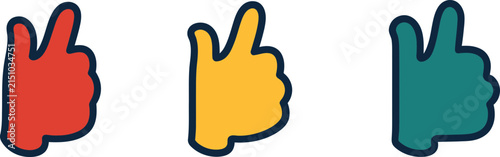 Set of colorful thumbs up icons representing feedback and positive customer satisfaction