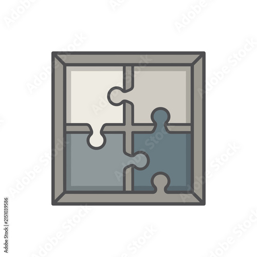 Square puzzle pieces in gray frame icon.