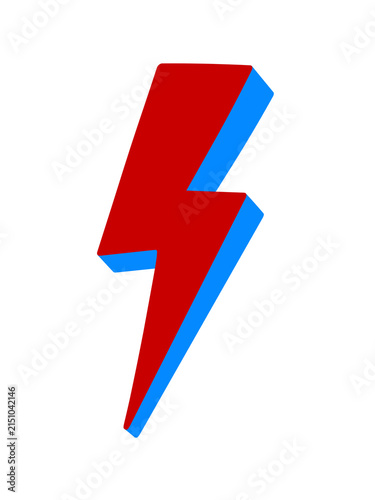 Fotografie Retro Glam Rock Red and Blue Lightning Bolt Icon on Transparent Background - 3D style vector illustration for modern poster designs and retro themes