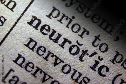Принти на полотні Word neurotic  printed on dictionary page, macro close up.