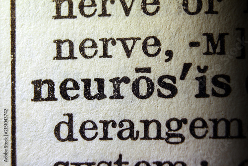 Принти на полотні Word neurosis on dictionary page, macro close-up