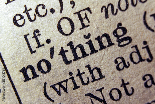 Canvastavla Word nothing printed on dictionary page, macro close up.