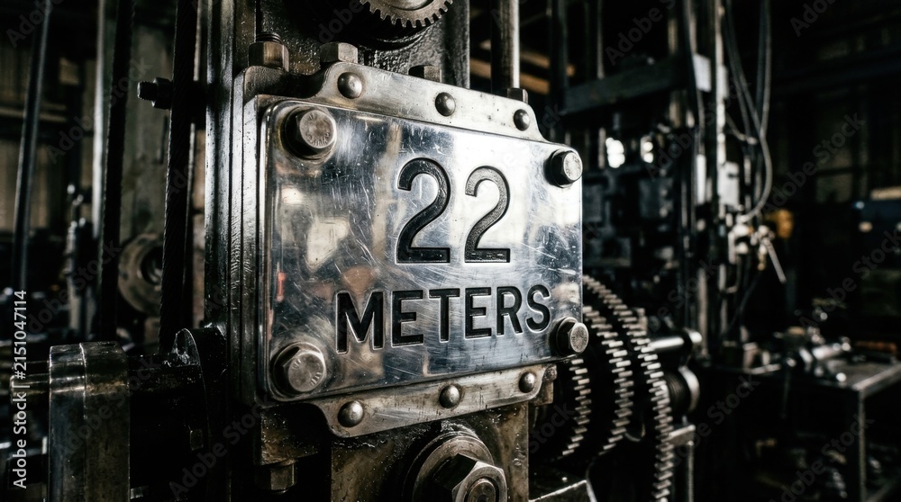 Fototapeta premium Industrial Machinery Detail With Serial Plate And Gears In Factory