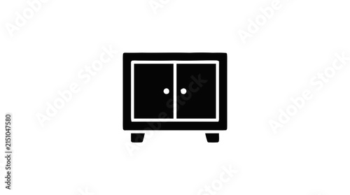 Vector illustration of icon of a small wooden cabinet with two doors on a transparent background