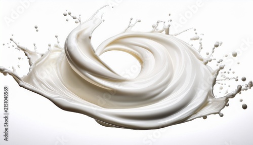 spiral splash of creamy white milk in motion isolated on white background cutout background