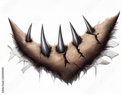 claw scratch marks with torn edges isolated on white background cutout background