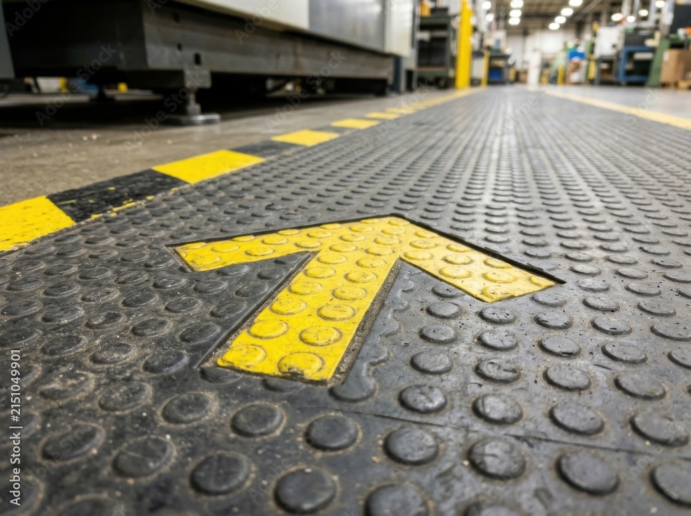 Fototapeta premium Industrial Safety Pathway With Forward Directional Arrow