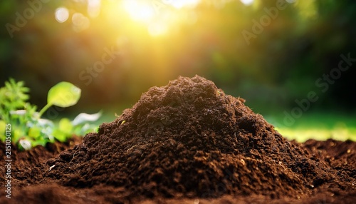 rich organic soil pile for gardening and planting
