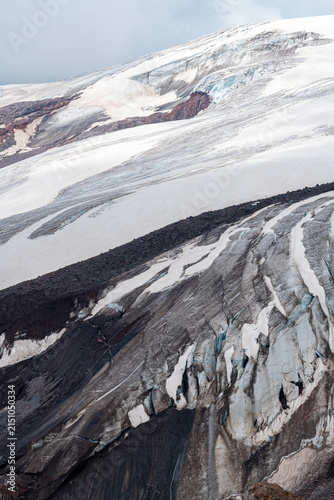 Snow and rock layers on a mountain in Iceland Elbrus