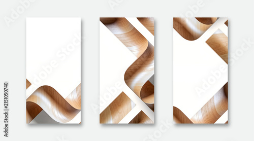 Modern wood curve abstract design panels
