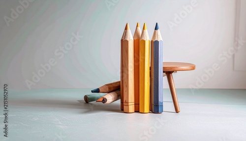 colored pencils on white background