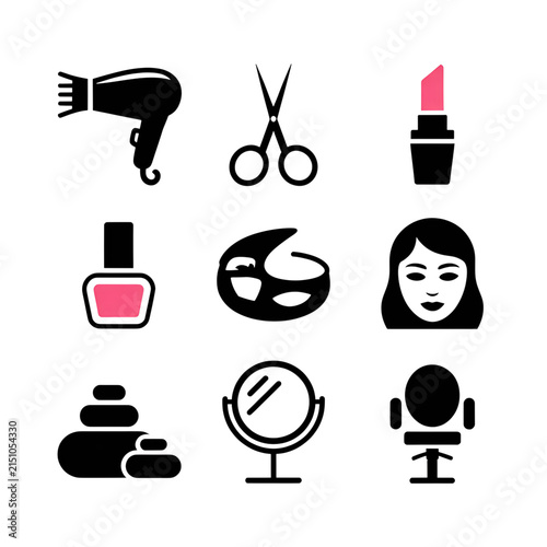 Collection of Beauty and Personal Care Icons for Cosmetics and Wellness