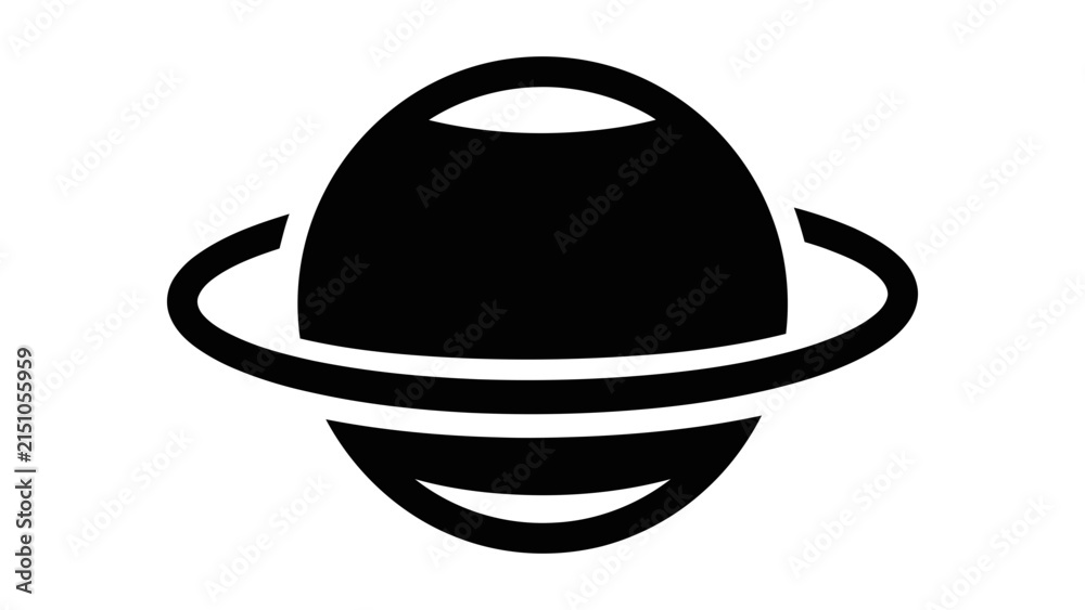 Fototapeta premium Minimalist Planet with Rings Icon