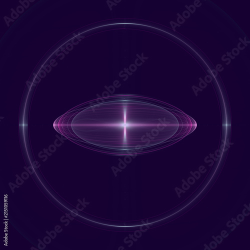 vibrant purple cosmic rings and glowing central core symbolize universal energy, futuristic technology, and infinite possibilities