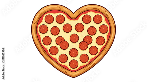 Pixel Art Heart Shaped Pepperoni Pizza Perfect for Valentine's Day or Special Occasions