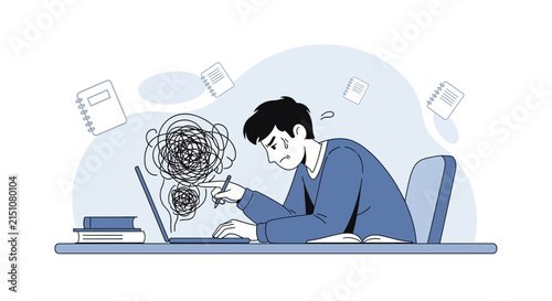 Student overwhelmed by study, struggling with complex tasks and mental overload.