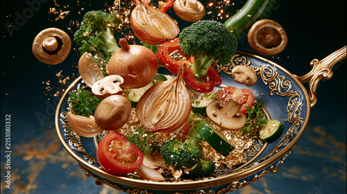 Fresh Vegetables in Motion for Cooking and Culinary Arts
