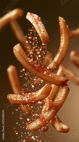 Fried Potato Fries with Salt and Sugar Sprinkles