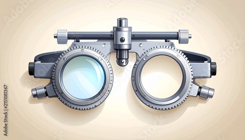 Vintage Optometry Trial Lens Frame on Beige Background.