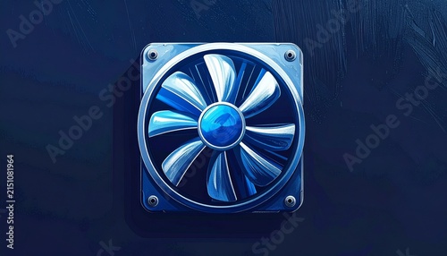 Modern Blue Computer Fan with LED Lighting.