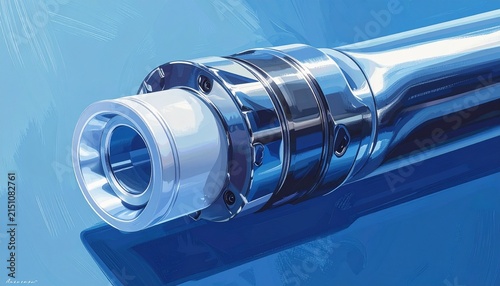 Close up of a modern metallic industrial pipe component.