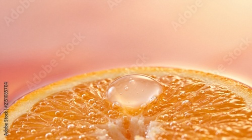Vitamin C Serum Drop on Orange Slice in Clear Water