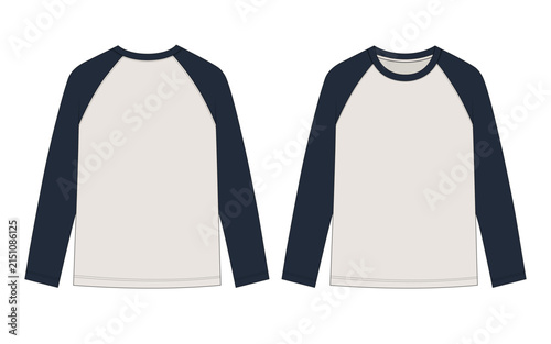 Obraz na plátne Contrast raglan long sleeve t-shirt technical flat sketch