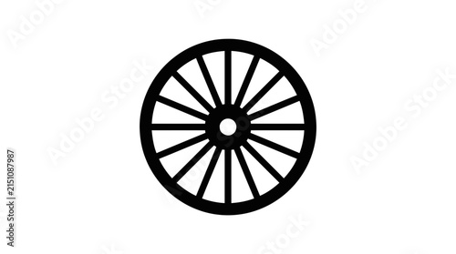 Vector illustration of wooden wagon wheel icon on a transparent background