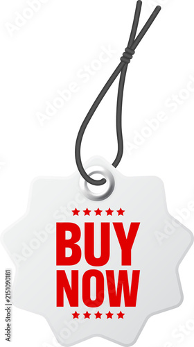 White star shaped buy now price tag isolated on transparent background
