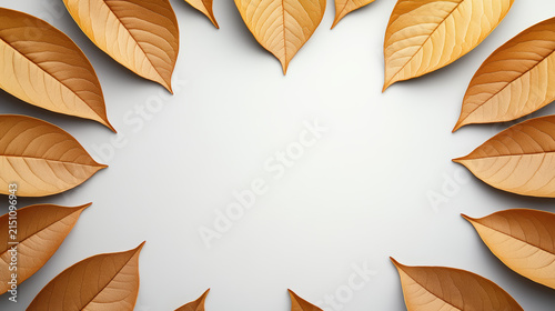 Delicate golden leaves arranged in perfect circle create serene and elegant display