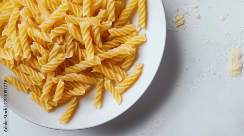 Uncooked spiral pasta
