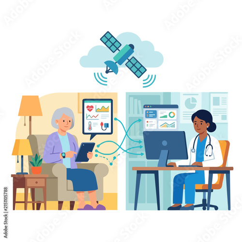 An elderly person uses a digital tablet for remote medical monitoring at home