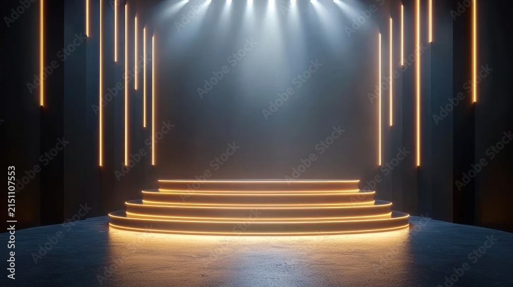 Naklejka premium Golden stage steps