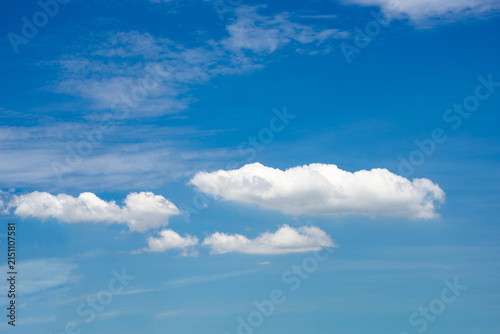 beautiful blue sky and white fluffy cloud horizon outdoor for background.