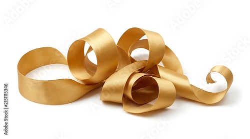 Curled wood shavings isolated on white background.