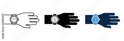 Bild auf Leinwand wristwatch on hand icon for time management schedule punctuality productivity re