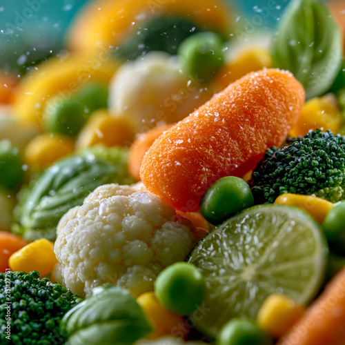 Fresh frozen mixed vegetables with broccoli cauliflower and lime frozen food vegetables
