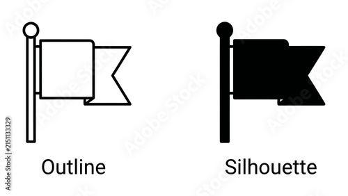 Flag Icon Set: A collection of two flag icons, one in outline style and the other as a solid silhouette, presented on a plain background.