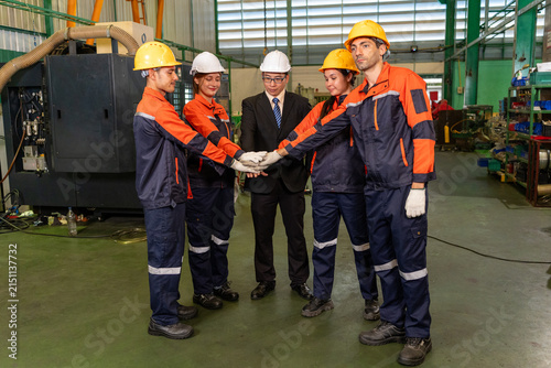 Photography Engineer factory worker helmet teamwork industry safety uniform group machine di