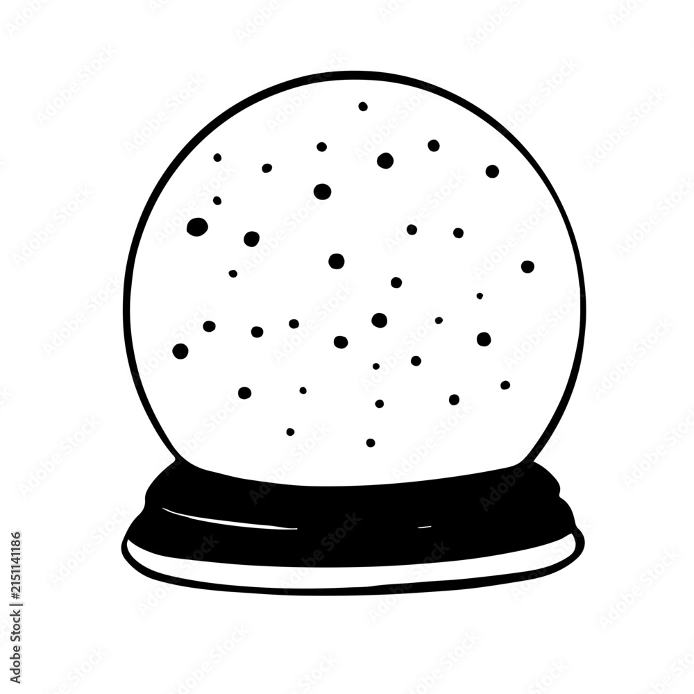 Fototapeta premium Christmas snow globe outline icon hand drawn style for winter holiday. Vector illustration