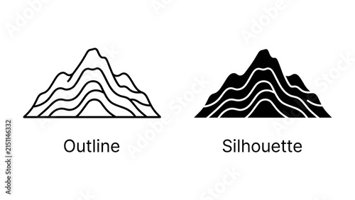 Mountain Outline and Silhouette Icons