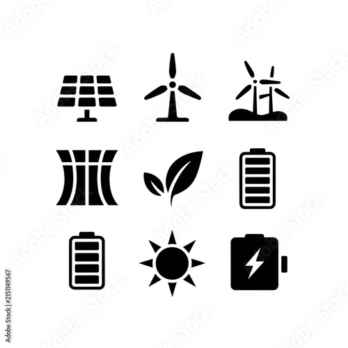 Vector Illustration of Renewable Energy Sources and Eco-Friendly Concepts
