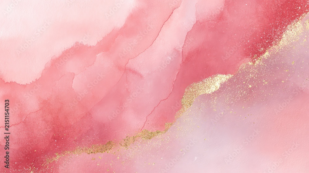 Fototapeta premium Elegant Pink Watercolor Background with Gold Accents and Texture