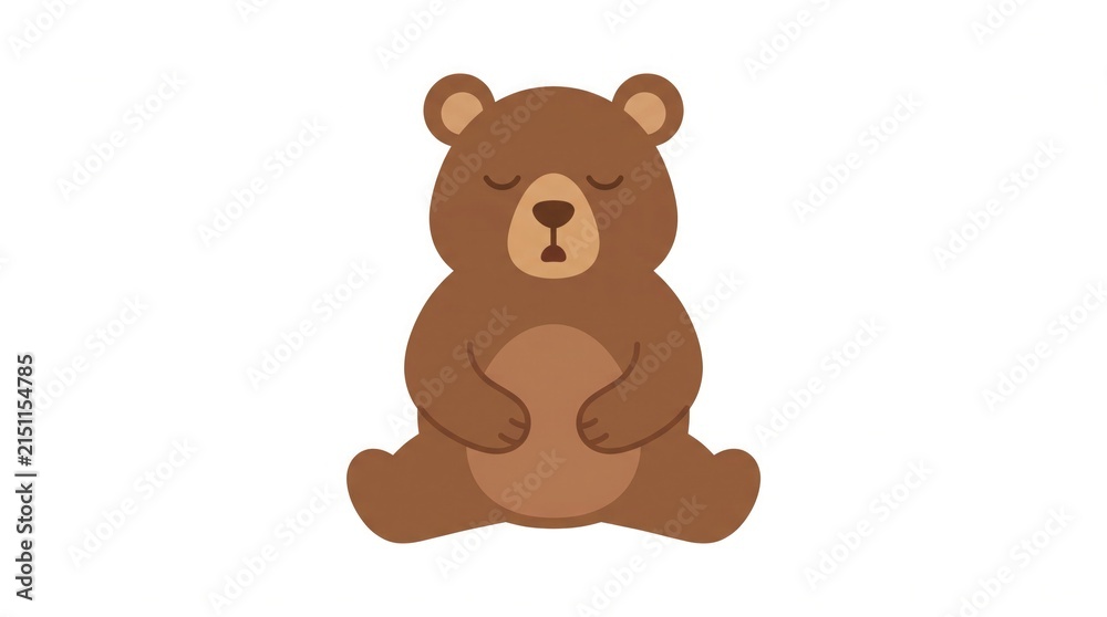 Obraz premium Cute brown bear sitting calmly illustration with wildlife illustration minimalist friendly