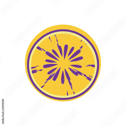 Abstract circular design with yellow and purple colors.