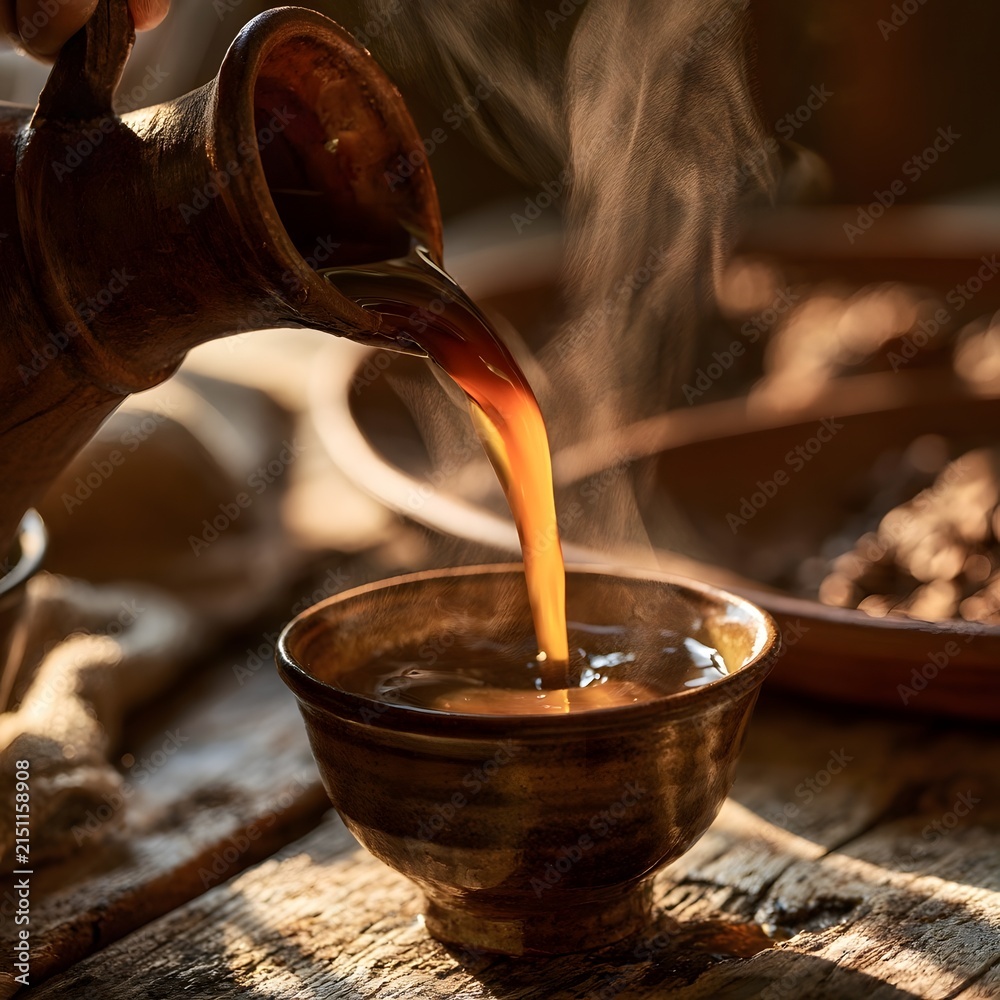 Fototapeta premium Traditional Ethiopian coffee pouring from jebena