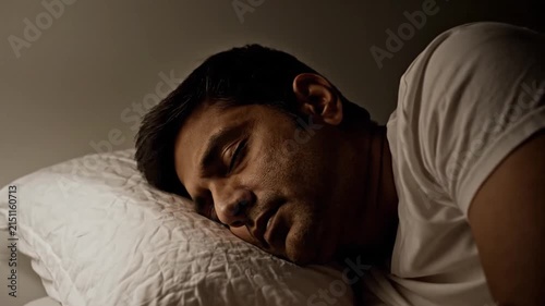 Man Sleeping Peacefully At Night Under Lamplight 4K