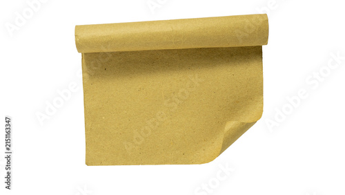 Blank Vintage Parchment Paper Scroll with Rolled Top and Curled Corner Isolated