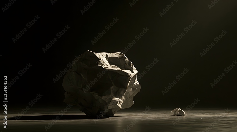 Fototapeta premium Crumpled matte paper in monochrome