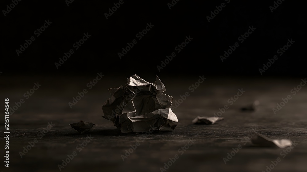 Fototapeta premium Crumpled matte paper in monochrome
